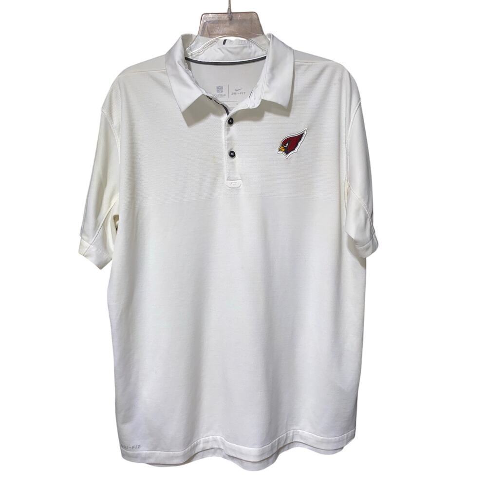 Arizona Cardinals Men's Nike White Polo Dri-fit shirt NFL Onfield Apparel Sz L